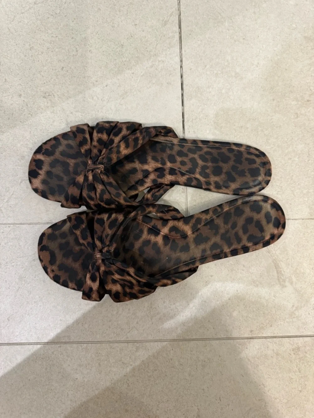 Zara Leopard Knot Slide Sandals - Brown & Black - Picture 3 of 8